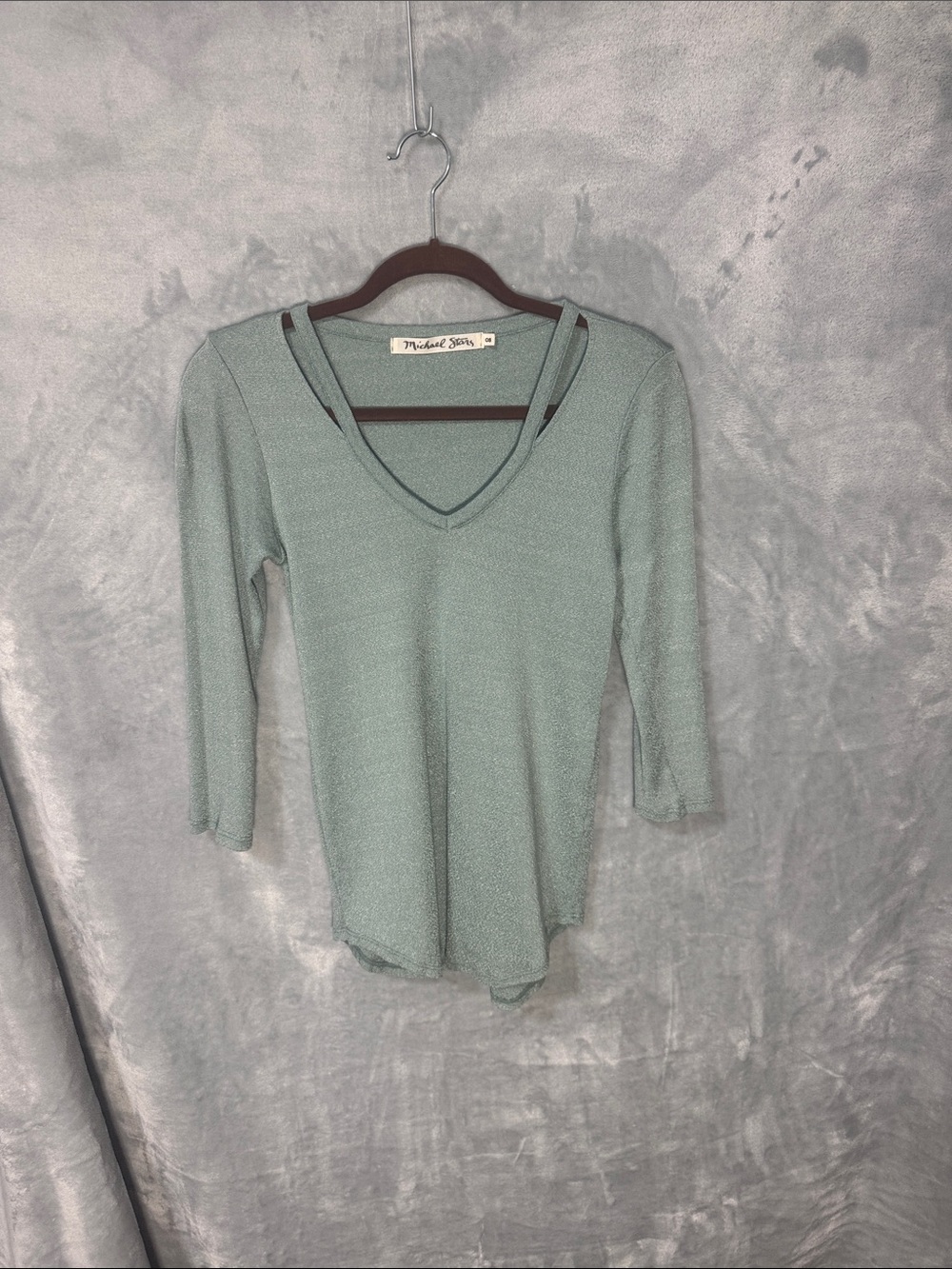 Michael Stars Sage Green Double-Strap V-Neck Lightweight Top